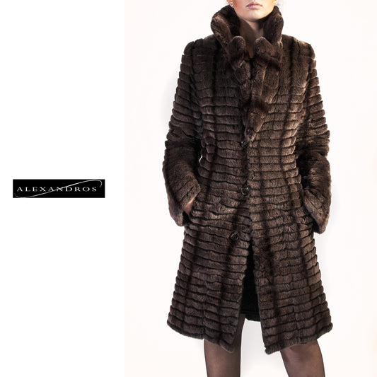 Reversible Horizontal Groove Rex Raincoat - alexandros-furs