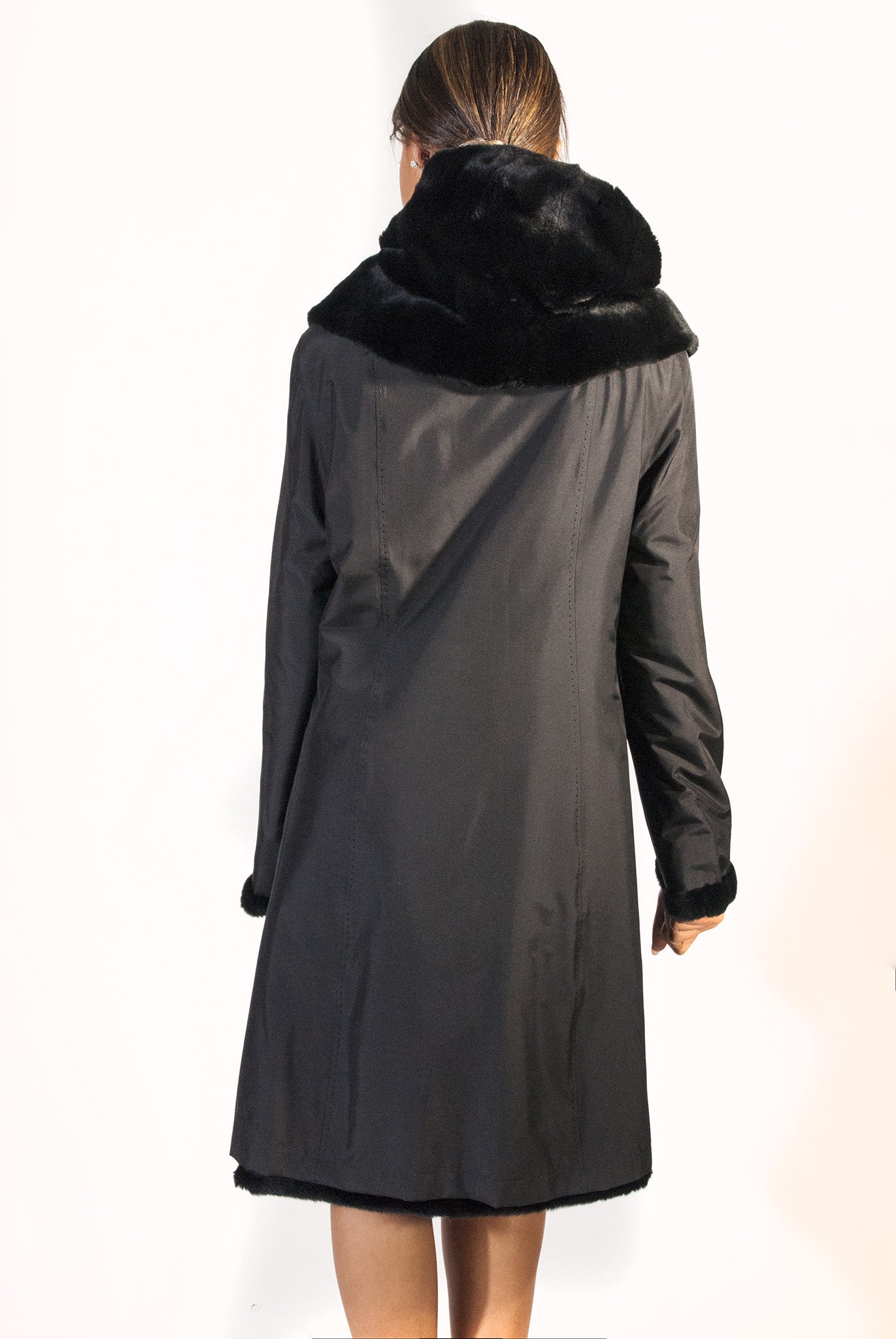 Reversible black raincoat - alexandros-furs