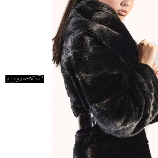 Horizontal Mink Grooved Mink And Belt - alexandros-furs