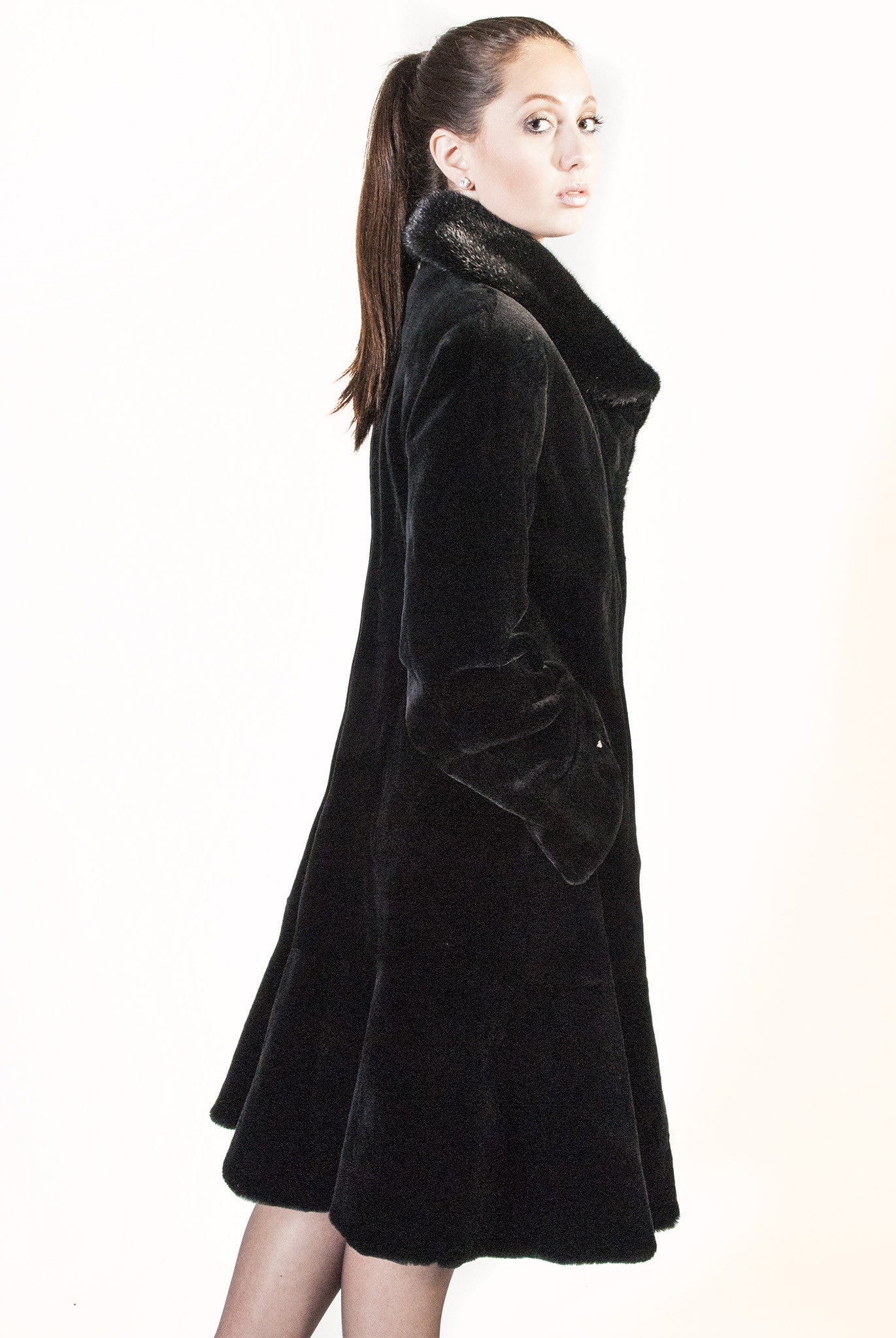 WEB SPECIAL While supplies last ... Knee Length Swing Style Sheared Mink Coat - alexandros-furs
