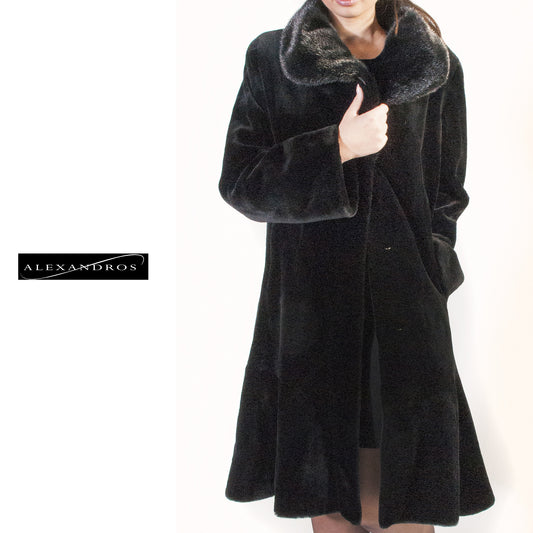 WEB SPECIAL While supplies last ... Knee Length Swing Style Sheared Mink Coat - alexandros-furs