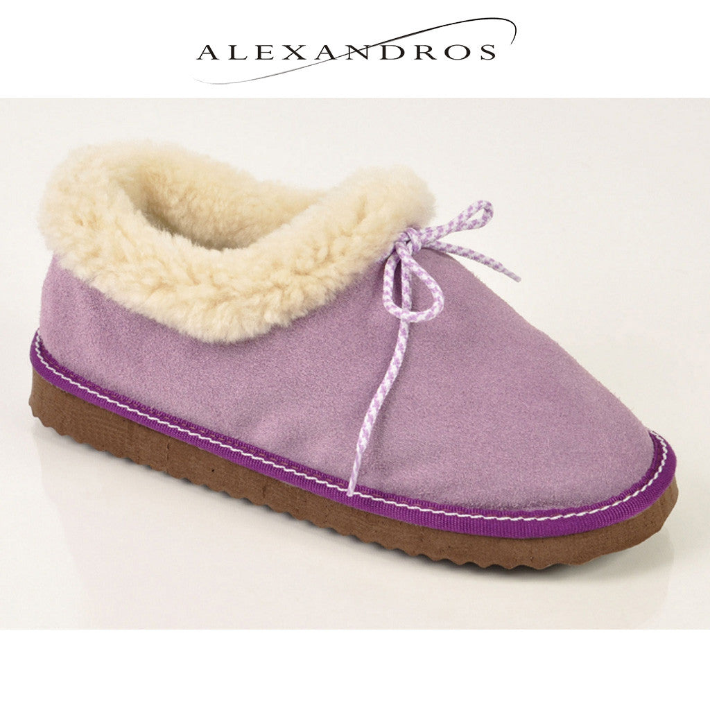 Women's Handmade Merino Wool and Leather Ankle Boot Slippers - alexandros-furs