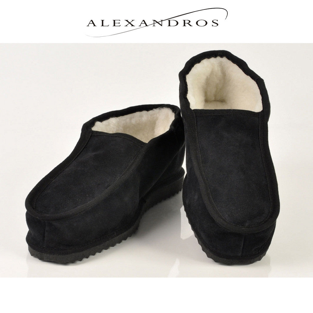 Handmade Ankle Boot Slippers for Men Soft Suede Leather and Merino Wool - alexandros-furs