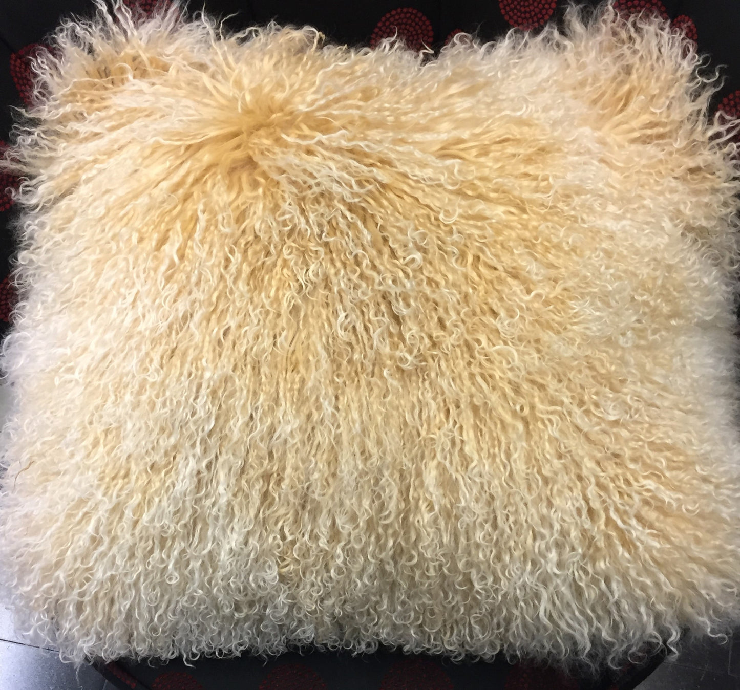 Mongolian lamb snow top beige 20x20 Pillow - alexandros-furs