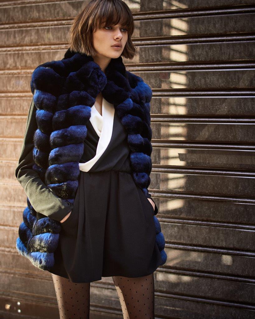 Blue chichilla vest - alexandros-furs