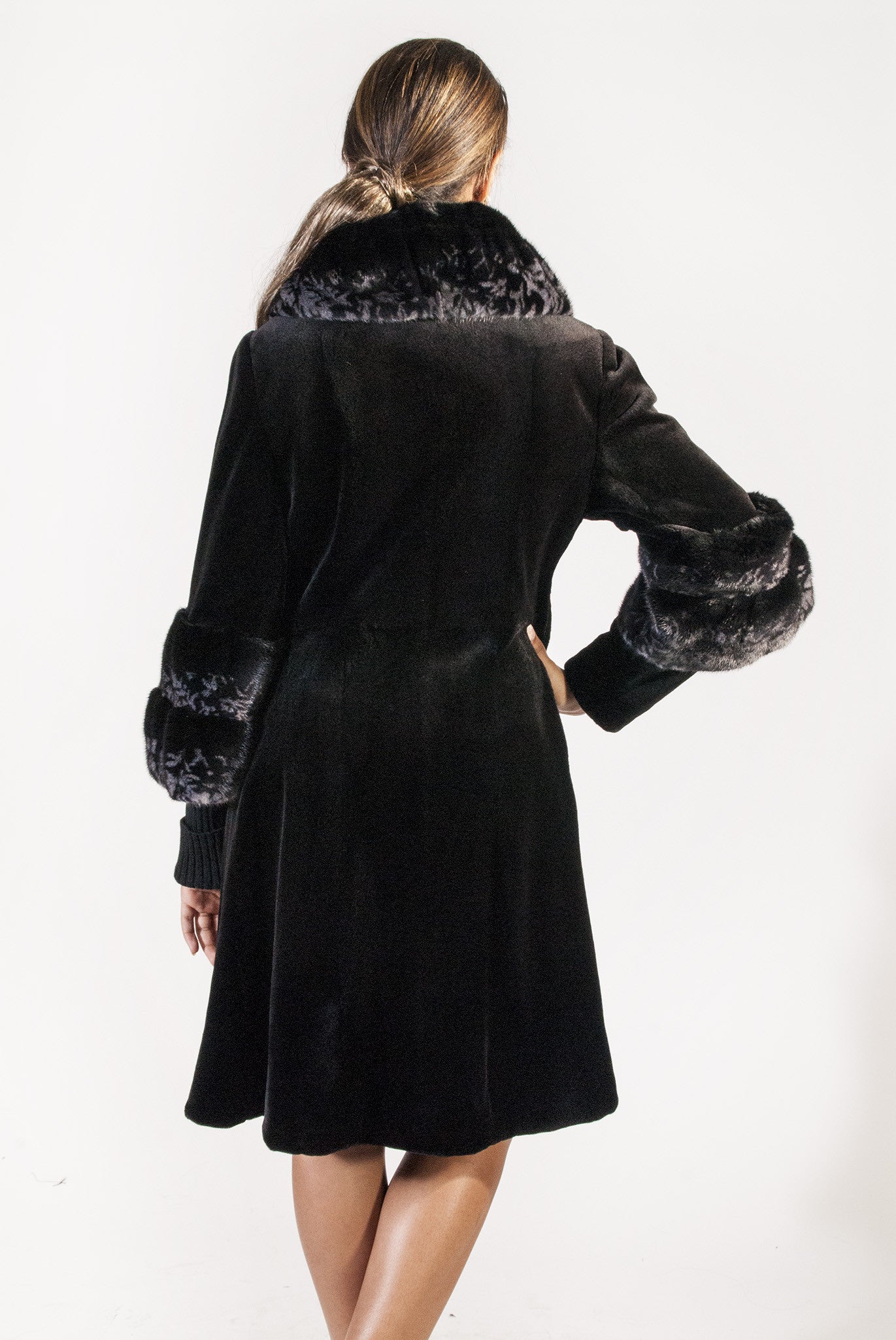 Long Sheared Mink Coat with Full Collar and Cuffs - alexandros-furs