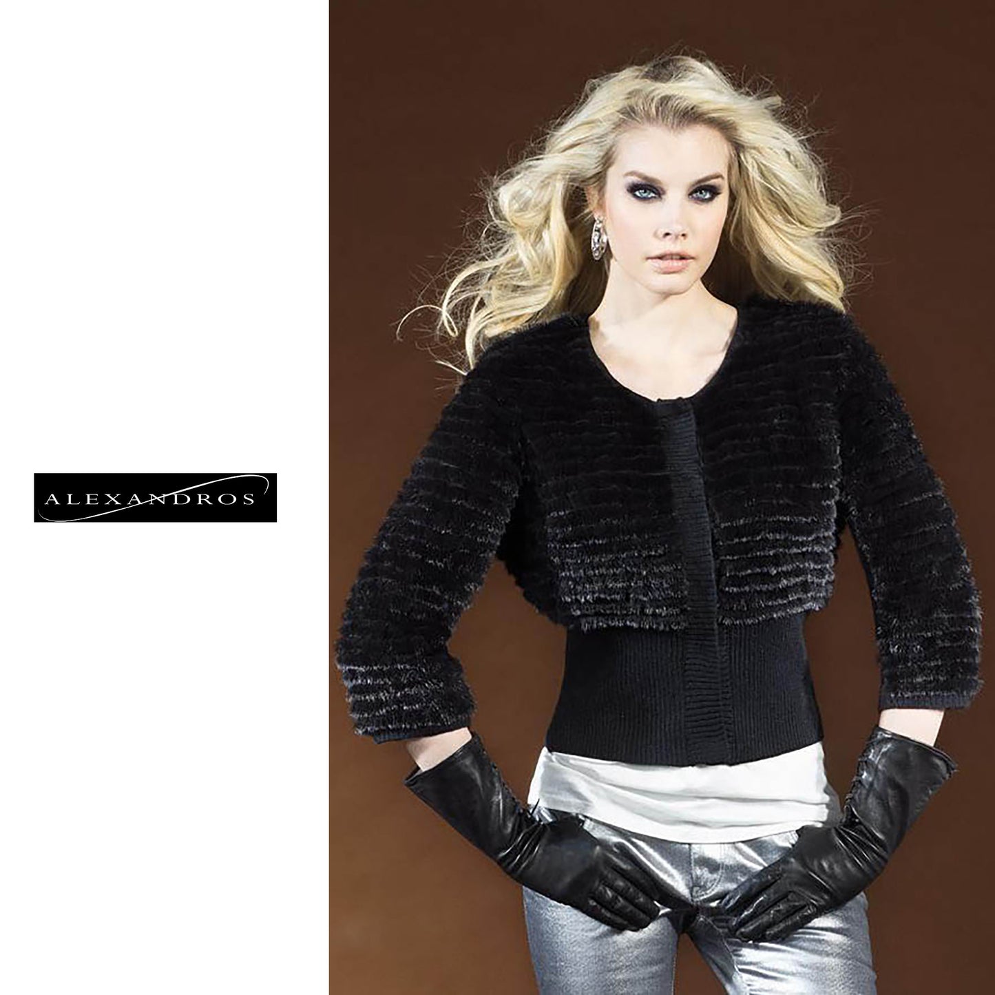 Knitted Mink Fur Jacket with Knit Waist Midriff - alexandros-furs