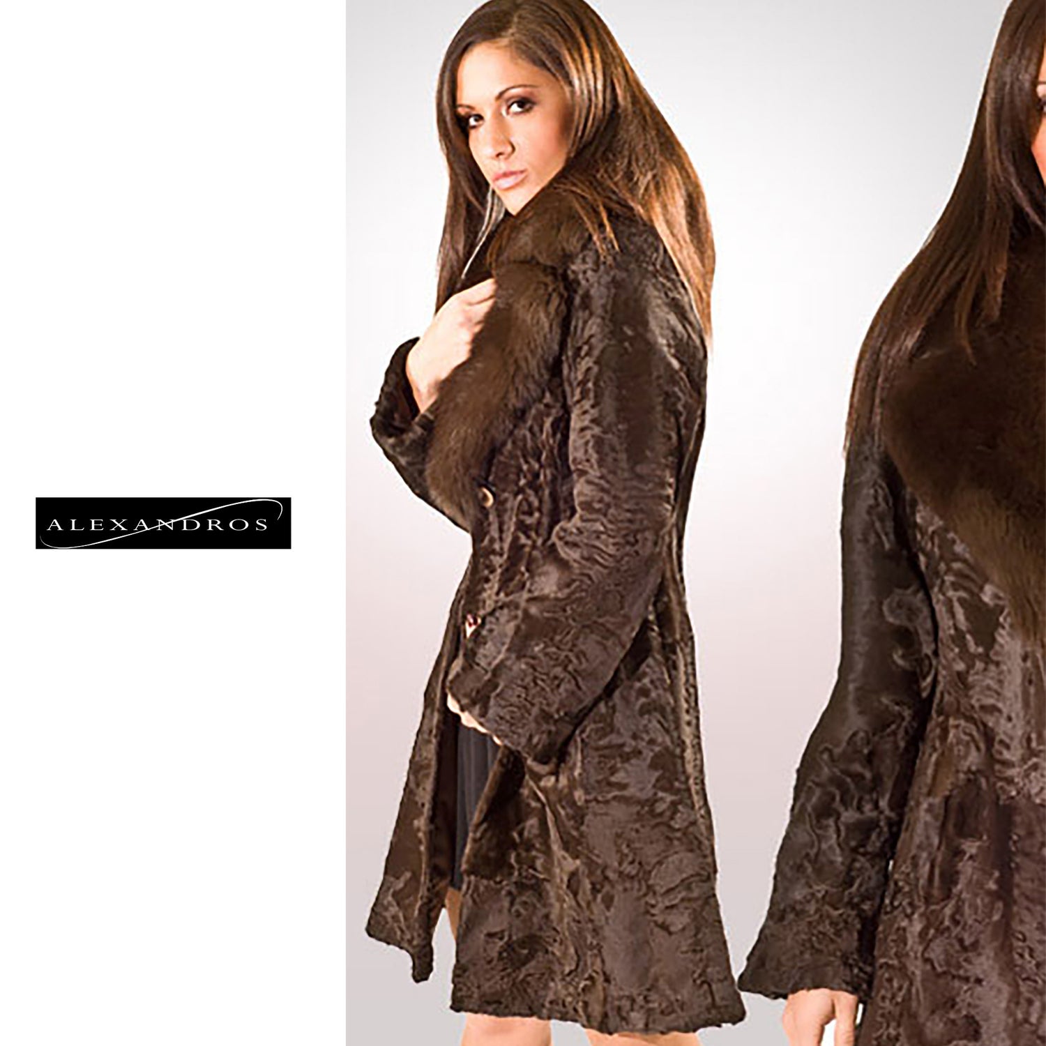 Natural Brown Swakara With Sable Notch Collar - alexandros-furs