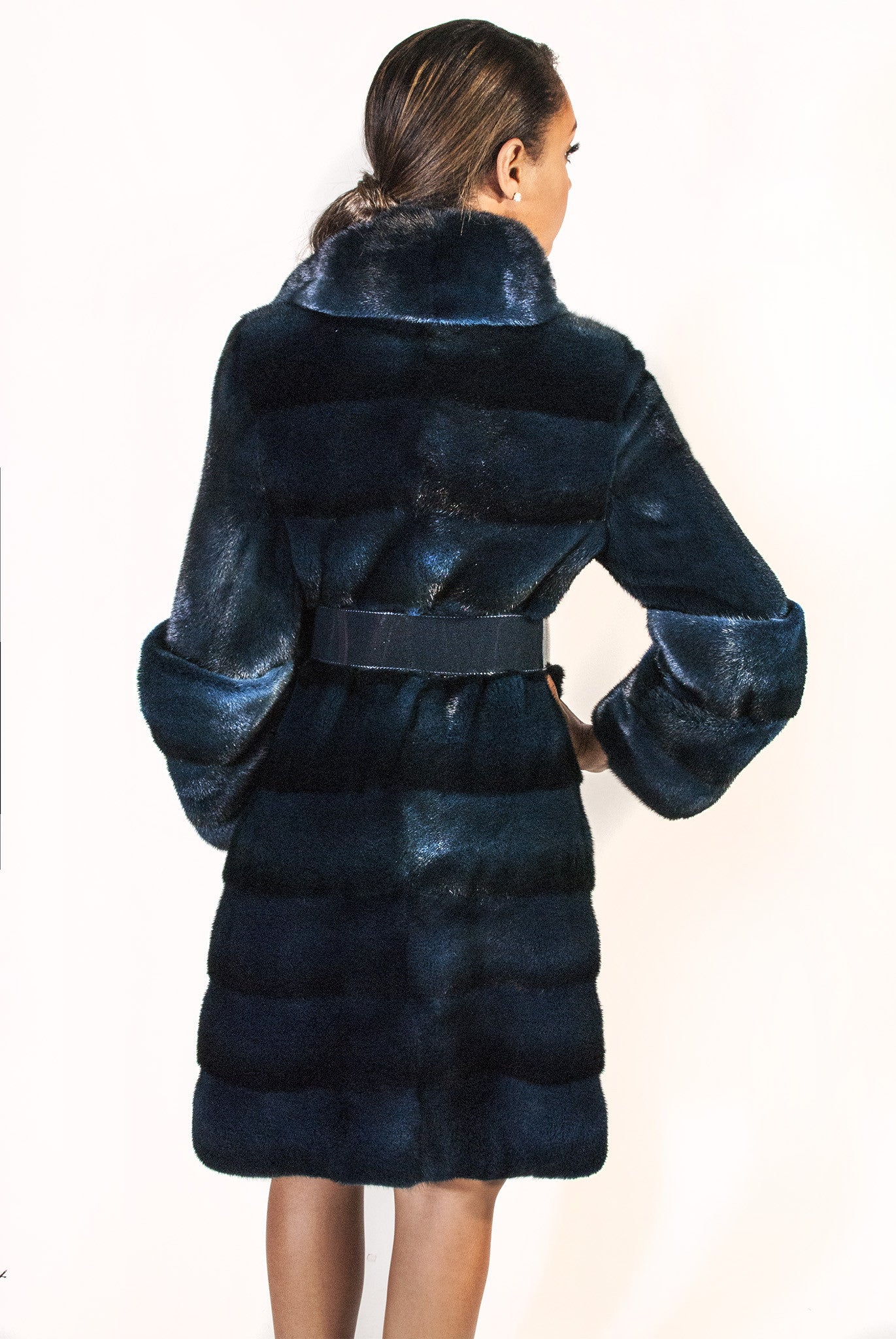 Diagonal Mink Coat with Belt and Full Collar - alexandros-furs