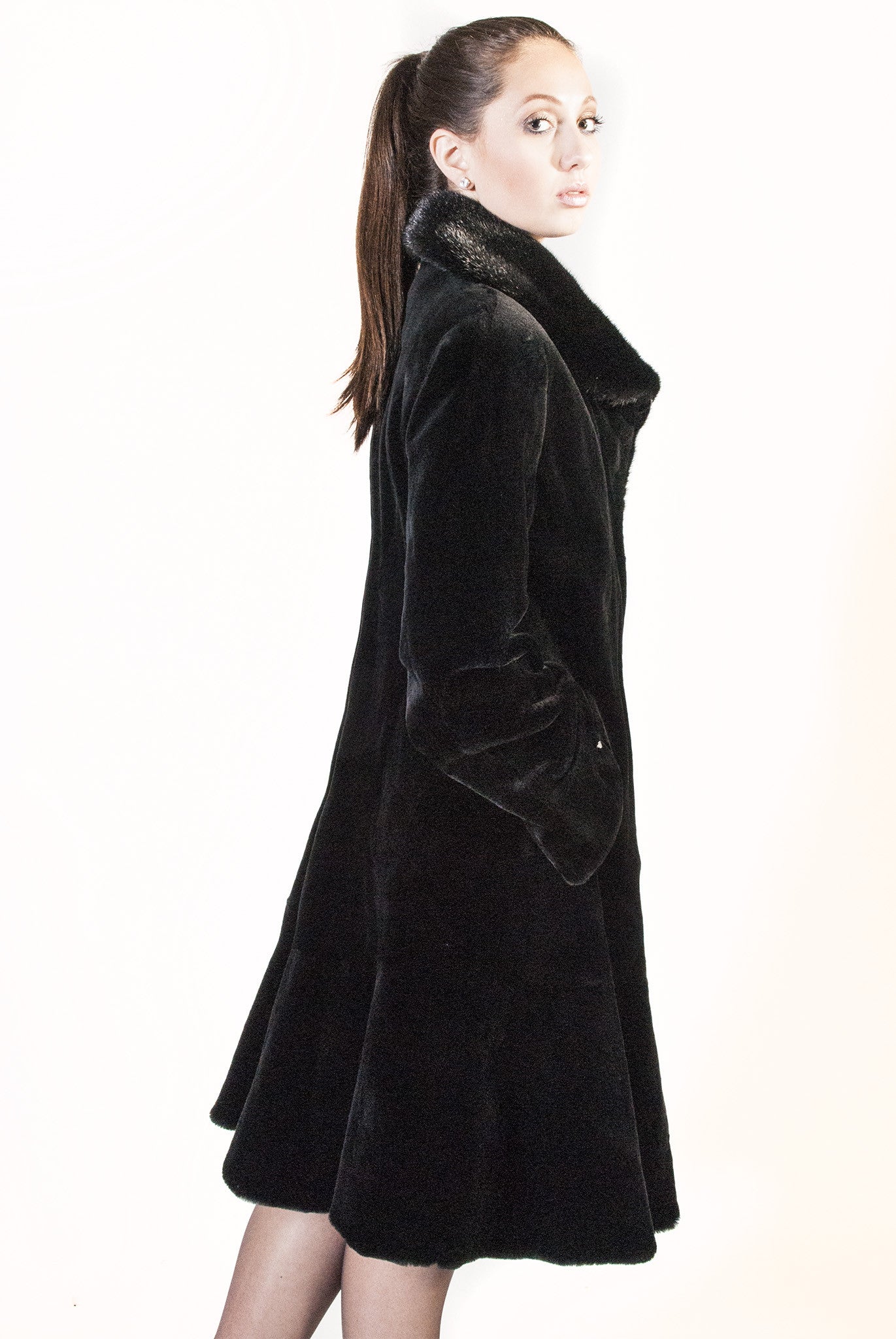 WEB SPECIAL     While supplies last ... Knee Length Swing Style Sheared Mink Coat - alexandros-furs