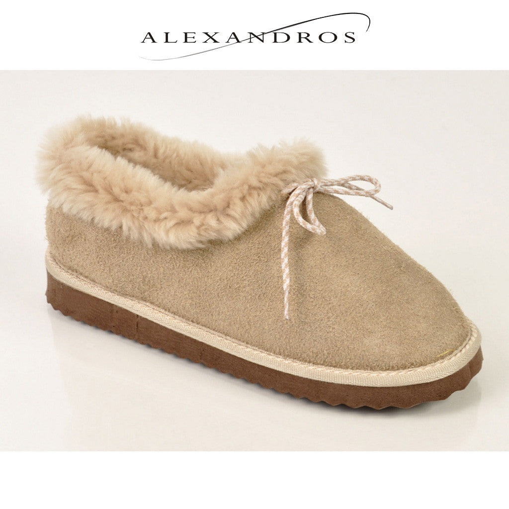 Women's Handmade Merino Wool and Leather Ankle Boot Slippers - alexandros-furs