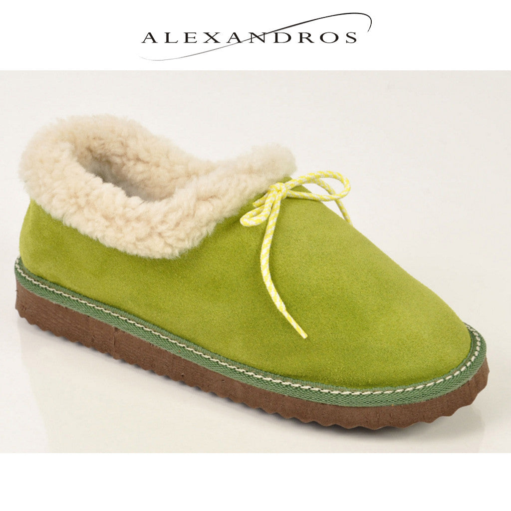 Women's Handmade Merino Wool and Leather Ankle Boot Slippers - alexandros-furs
