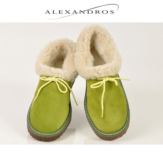 Women's Handmade Merino Wool and Leather Ankle Boot Slippers - alexandros-furs
