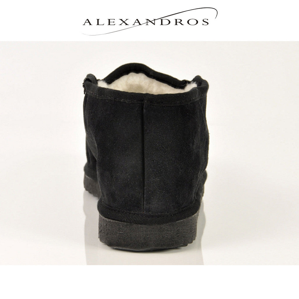 Handmade Ankle Boot Slippers for Men Soft Suede Leather and Merino Wool - alexandros-furs