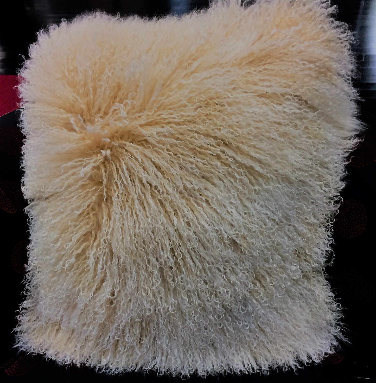 Mongolian lamb snow top beige 20x20 Pillow - alexandros-furs